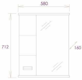 Шкаф-зеркало с подсветкой Onika Балтика Black 205848 левый 58см белый